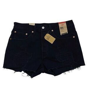 Levis 501 Jean shorts Womens 30 Black cut off high rise